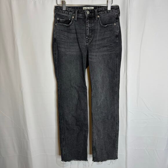 We The Free Free People Size 28 Black Wash Raw Hem Jeans Cropped Ankle Jeans - Picture 2 of 9